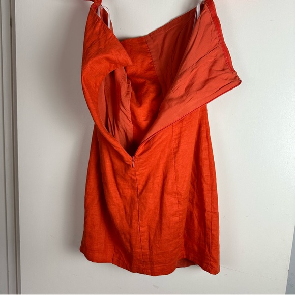 Ale by Alessandra x Revolve Red Orange Rosario Off the Shoulder Linen Dress M - Picture 9 of 15